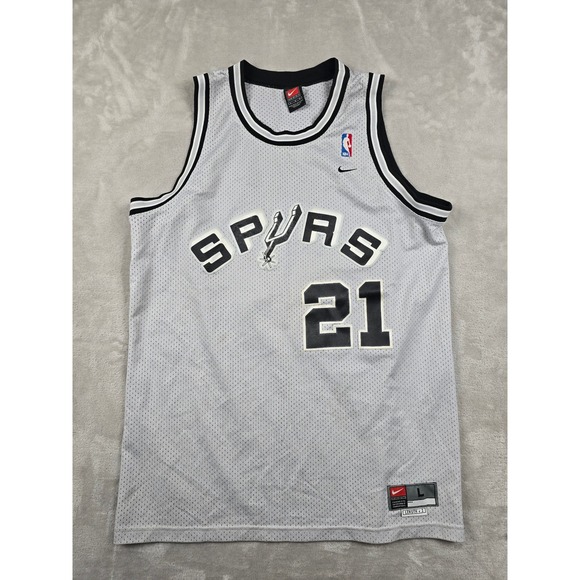 Nike Other - Vintage Nike San Antonio Spurs Tim Duncan NBA Jersey Mens L Silver Mesh 21 *Read